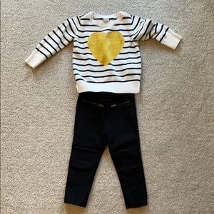 Baby Gap Toddler Girls Heart Sweater & Moto Pant